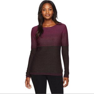 Prana Mallorey Sweater Dark Plum Organic Cotton Size Small